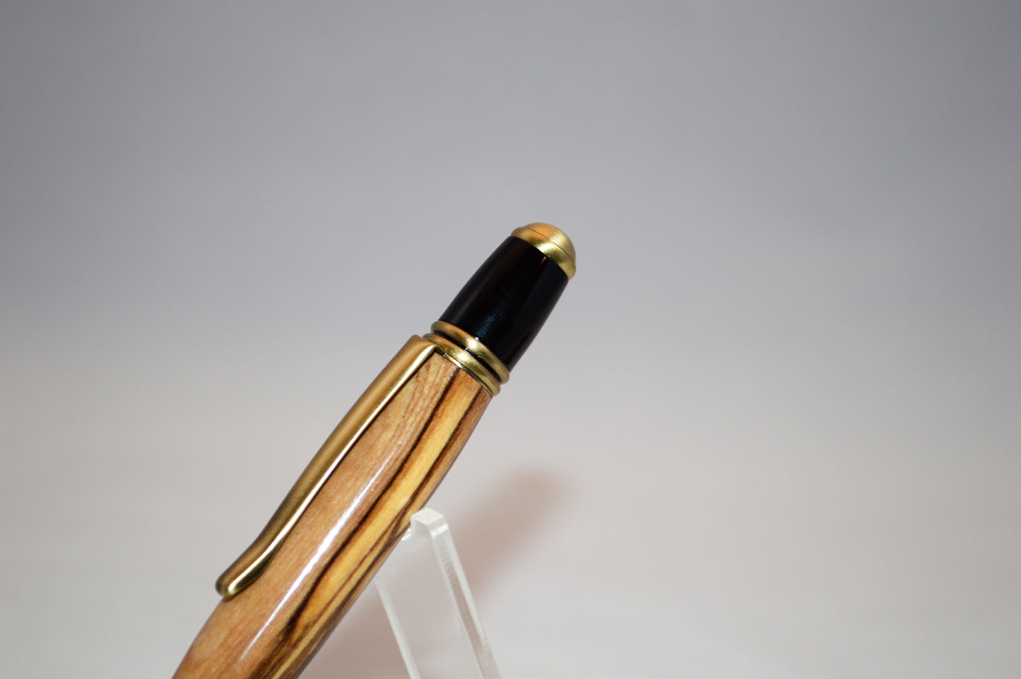 Elegant Twist Pen Made With Bethlehem Olivewood in Antique Brass and Black Finish