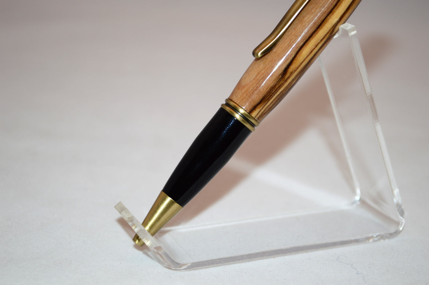 Elegant Twist Pen Made With Bethlehem Olivewood in Antique Brass and Black Finish
