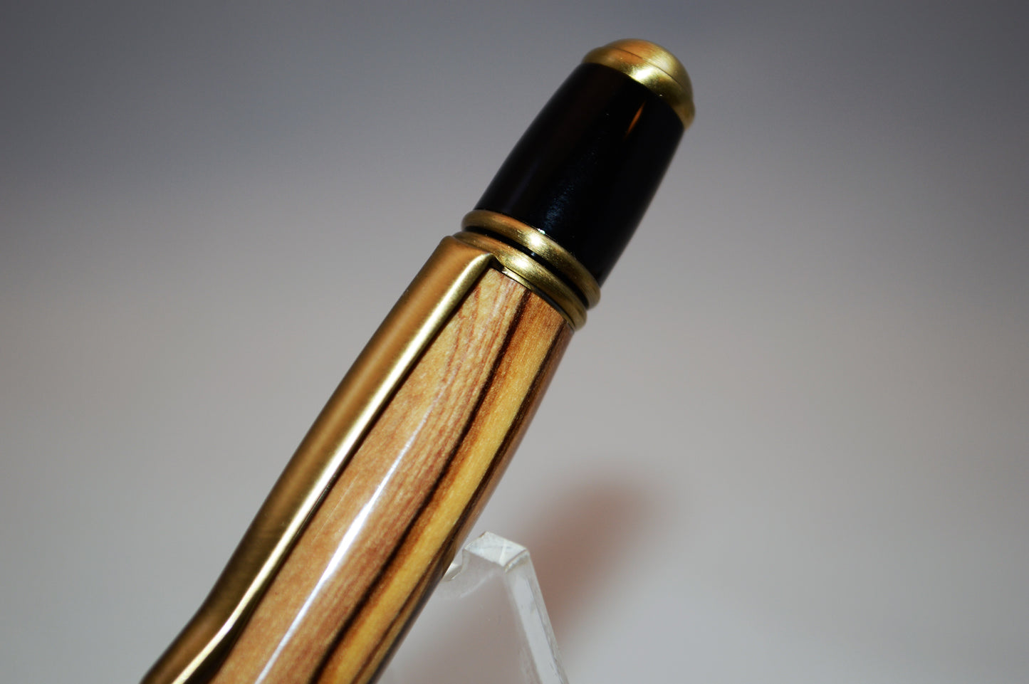 Elegant Twist Pen Made With Bethlehem Olivewood in Antique Brass and Black Finish