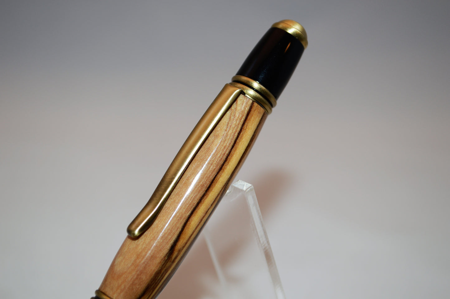 Elegant Twist Pen Made With Bethlehem Olivewood in Antique Brass and Black Finish