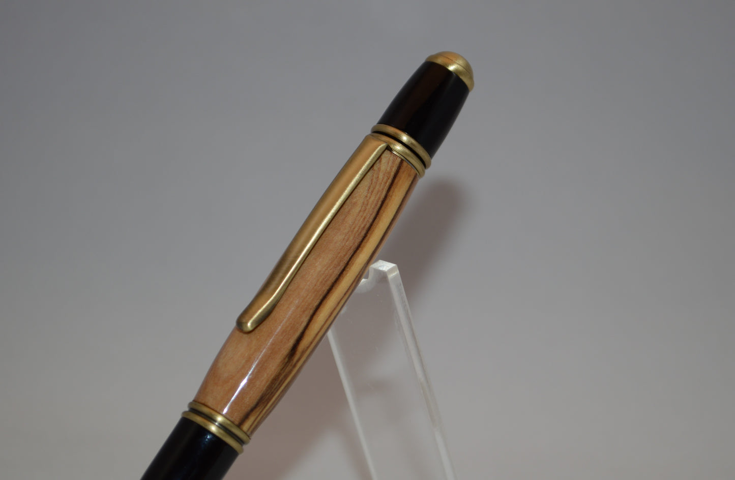 Elegant Twist Pen Made With Bethlehem Olivewood in Antique Brass and Black Finish
