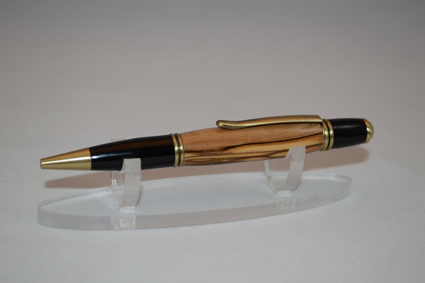 Elegant Twist Pen Made With Bethlehem Olivewood in Antique Brass and Black Finish