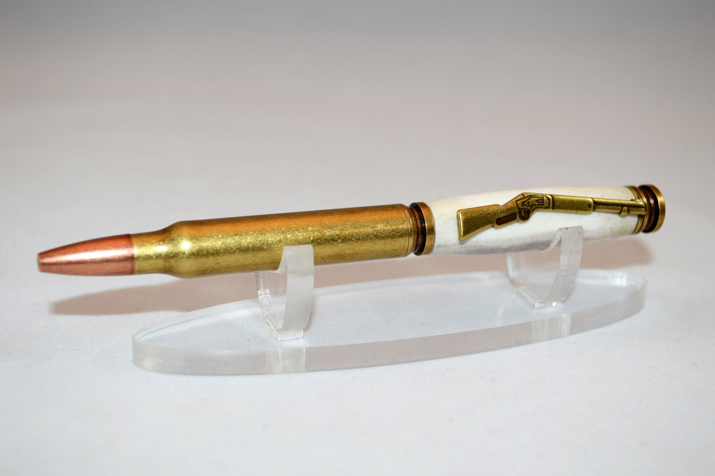 Deer Antler Bullet Cartridge Twist Pen  in Antique Brass Finish with Velvet Gift Bag