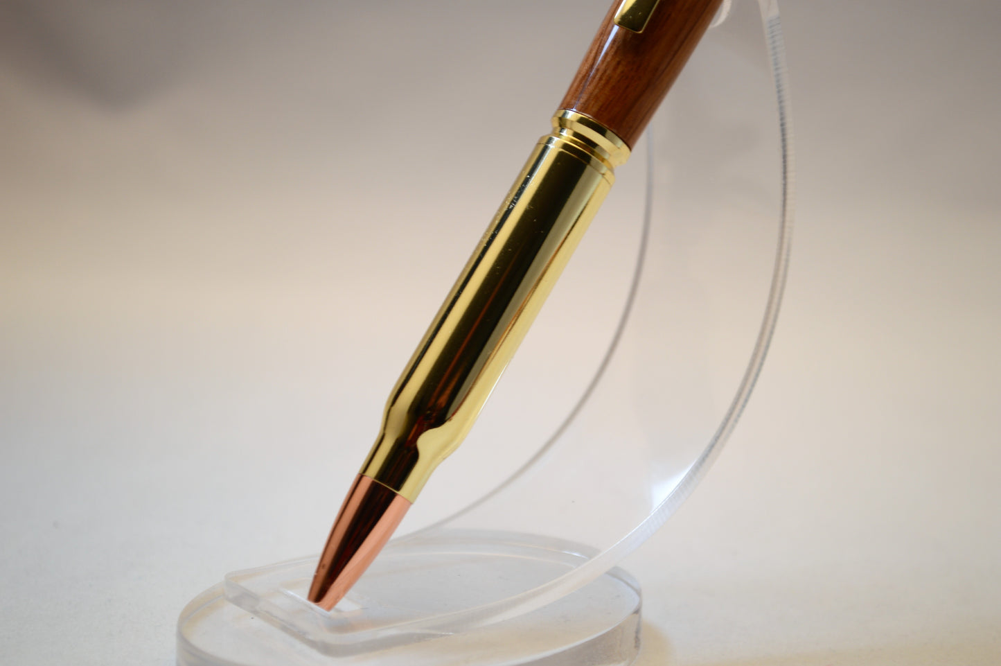 Whiskey Barrel Twist Bullet Pen in Gold Finish With Velvet Pouch.