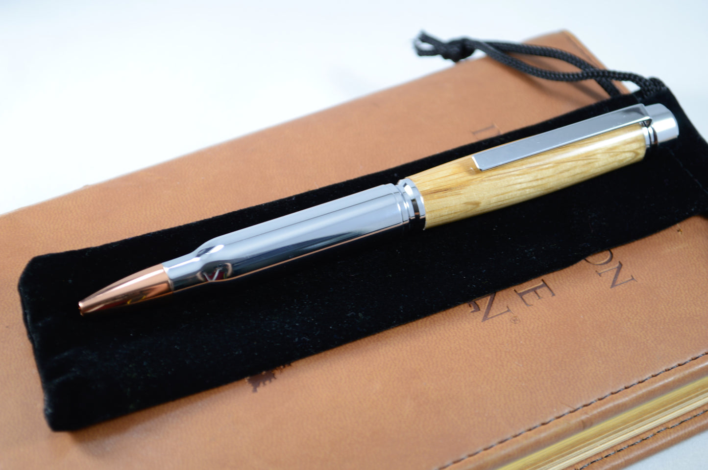 Whiskey Barrel Twist Bullet Pen in Chrome Finish and Plain Clip