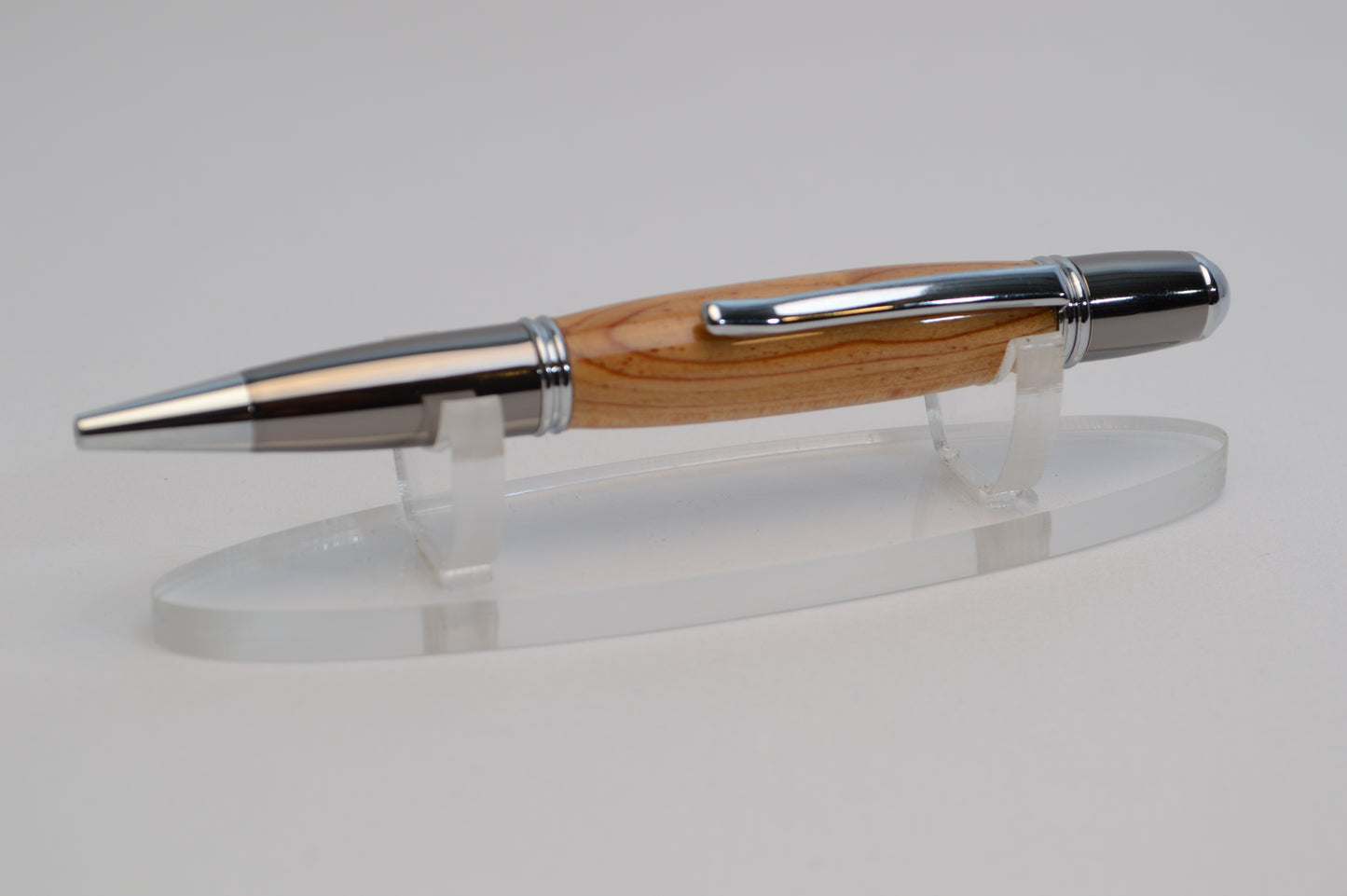 Elegant Twist Pen Made With Lebanese Cedar in Chrome  and Gunmetal Finish
