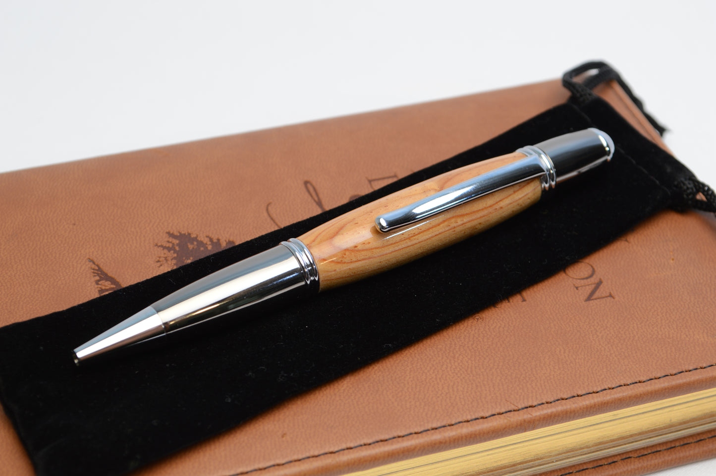 Elegant Twist Pen Made With Lebanese Cedar in Chrome  and Gunmetal Finish