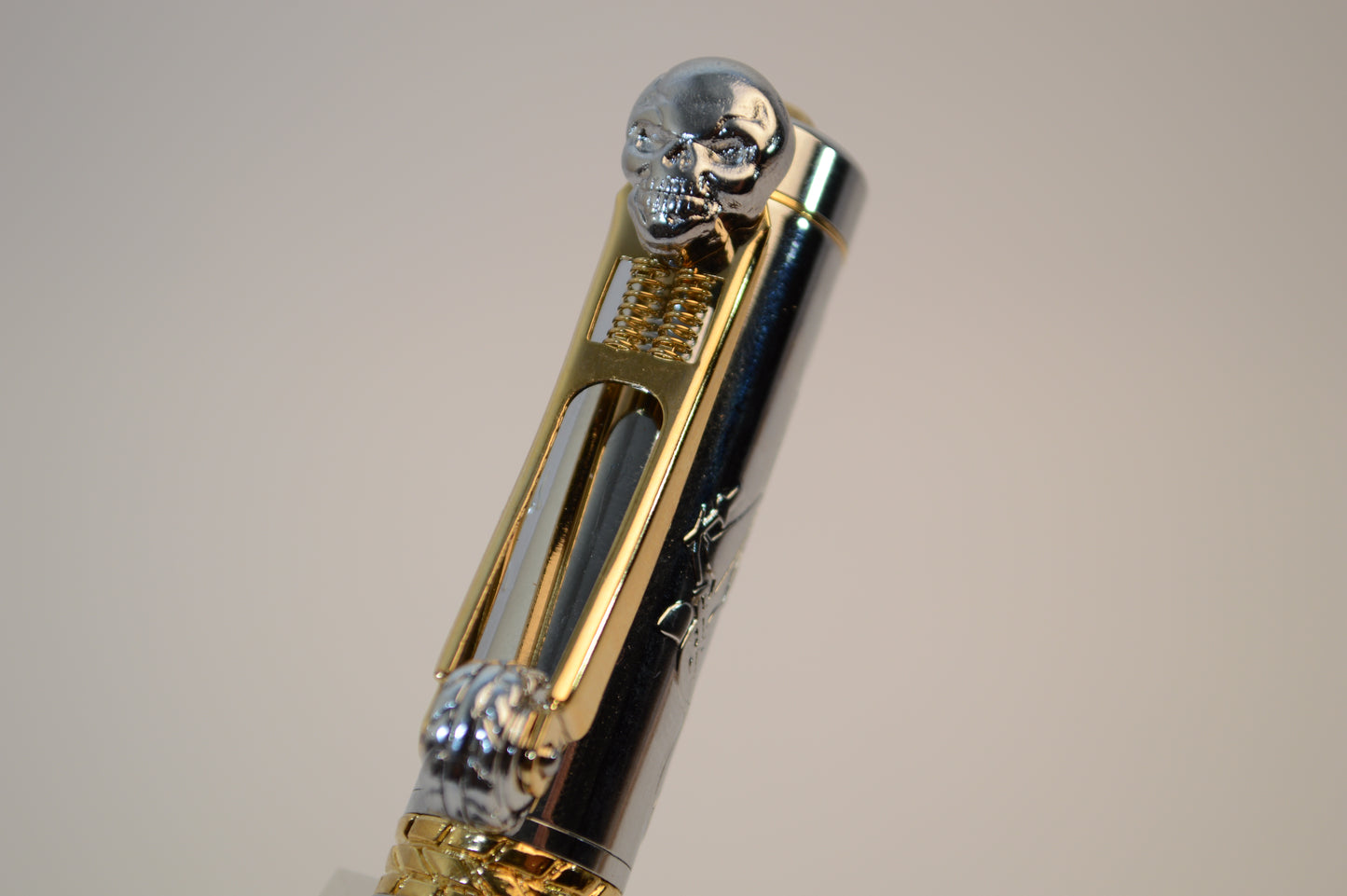 Handcrafted Motorcycle Pen Made with Black and Orange Acrylic.