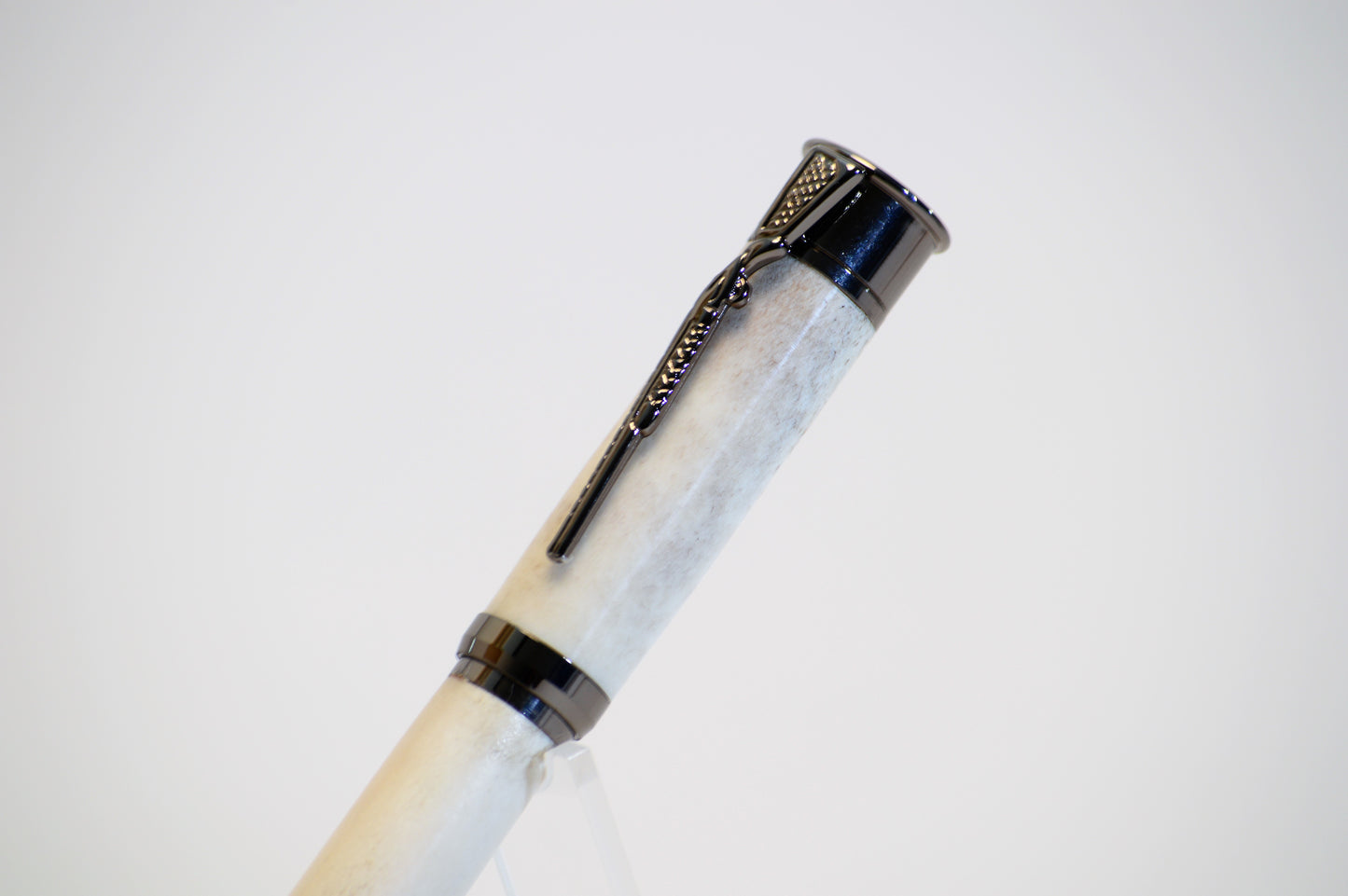 Over and Under Rollerball Bullet Pen Handcrafted with Deer Antler in Gunmetal Finish