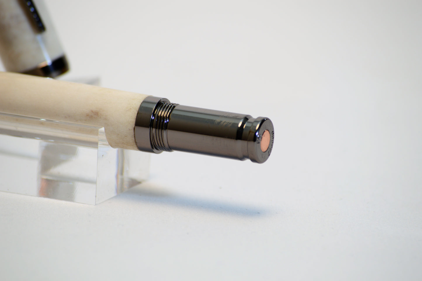 Over and Under Rollerball Bullet Pen Handcrafted with Deer Antler in Gunmetal Finish