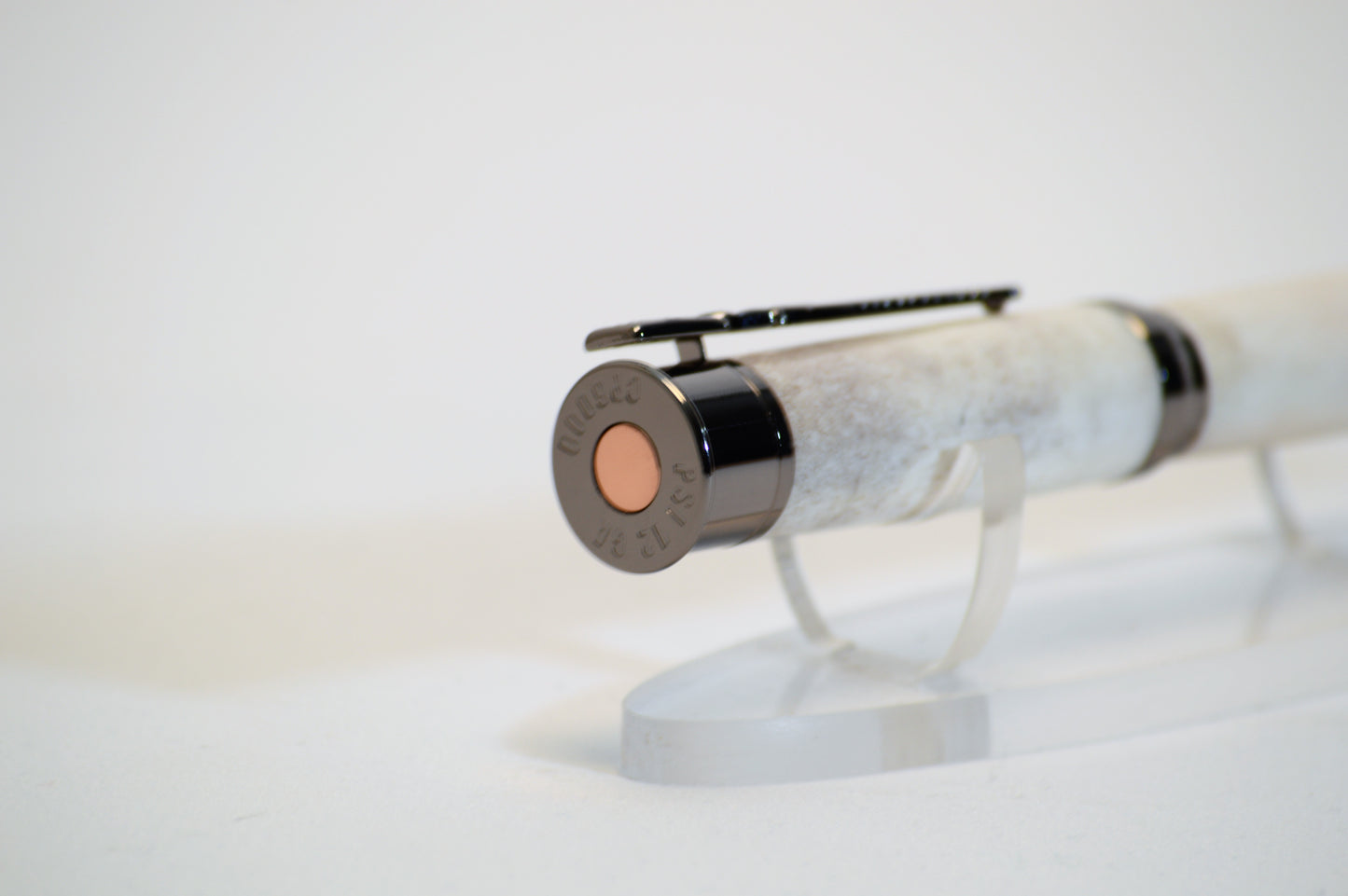 Over and Under Rollerball Bullet Pen Handcrafted with Deer Antler in Gunmetal Finish