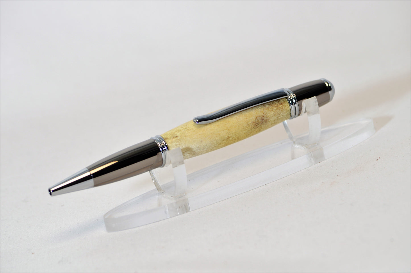 Deer Antler Twist Pen with Gunmetal and Chrome Finish