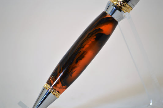Motorcycle Pen Made with Black and Orange Acrylic with Eagle Clip