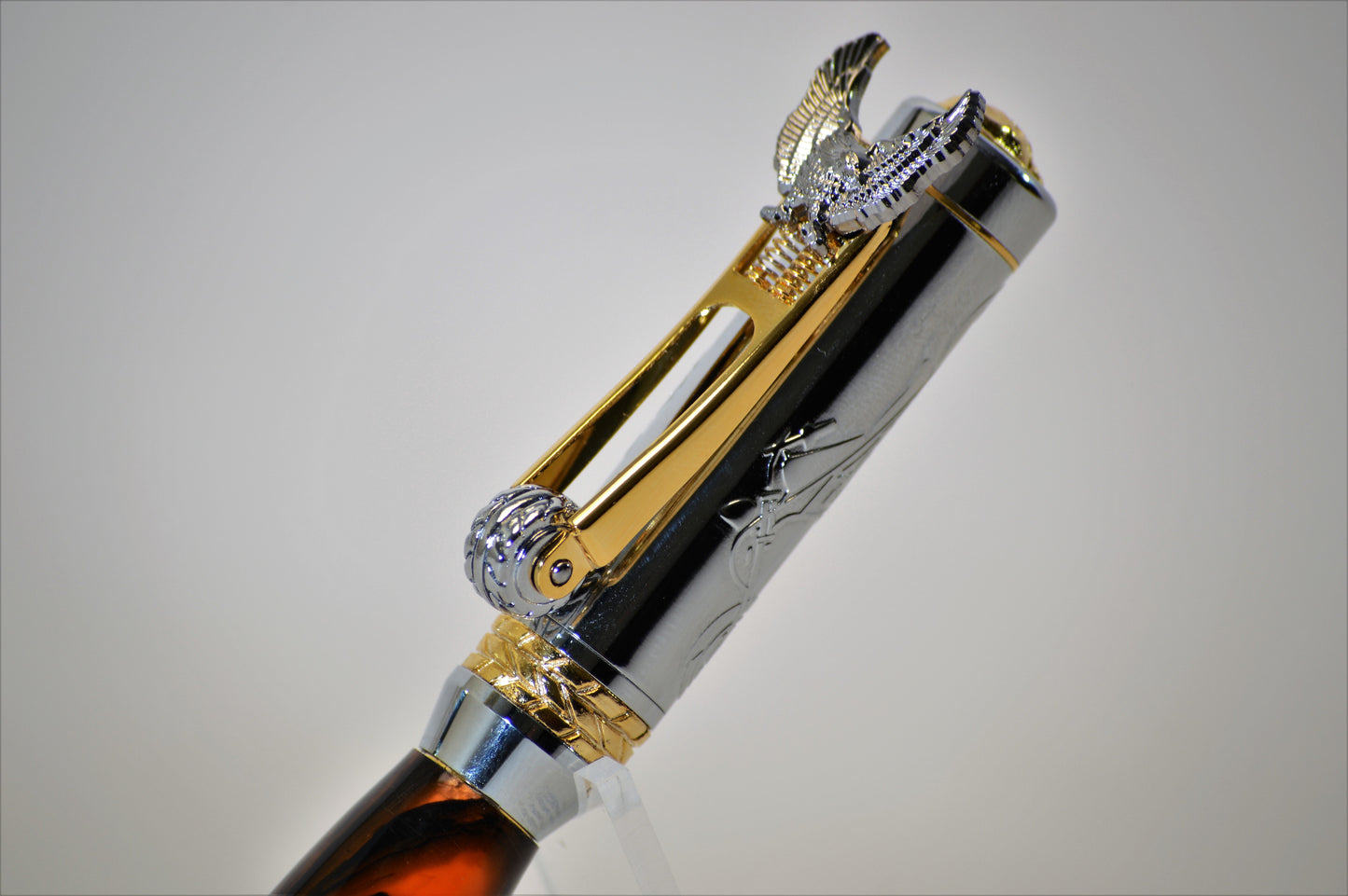 Motorcycle Pen Made with Black and Orange Acrylic with Eagle Clip