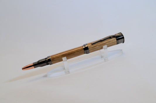 Over and Under Rollerball Bullet Pen in Gunmetal with Used Jack Daniels Barrel Oak