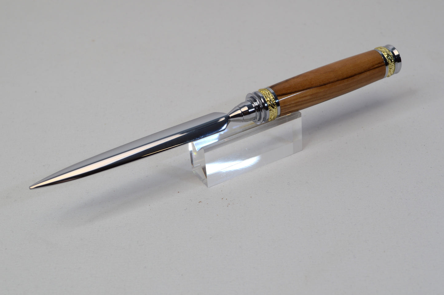 Majestic Handmade Bethlehem Olive Wood Letter Opener - Gold and Chrome Finish