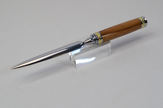Majestic Handmade Bethlehem Olive Wood Letter Opener - Gold and Chrome Finish