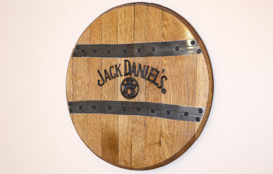 Whiskey Barrel Head Wall Hanging, Wall Art From A Used Jack Daniels Oak Whiskey Barrel