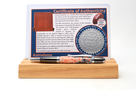 Handcrafted Pen Made From Plastic Stadium Seats of Houston Astros and Houston Oilers Houston Astrodome