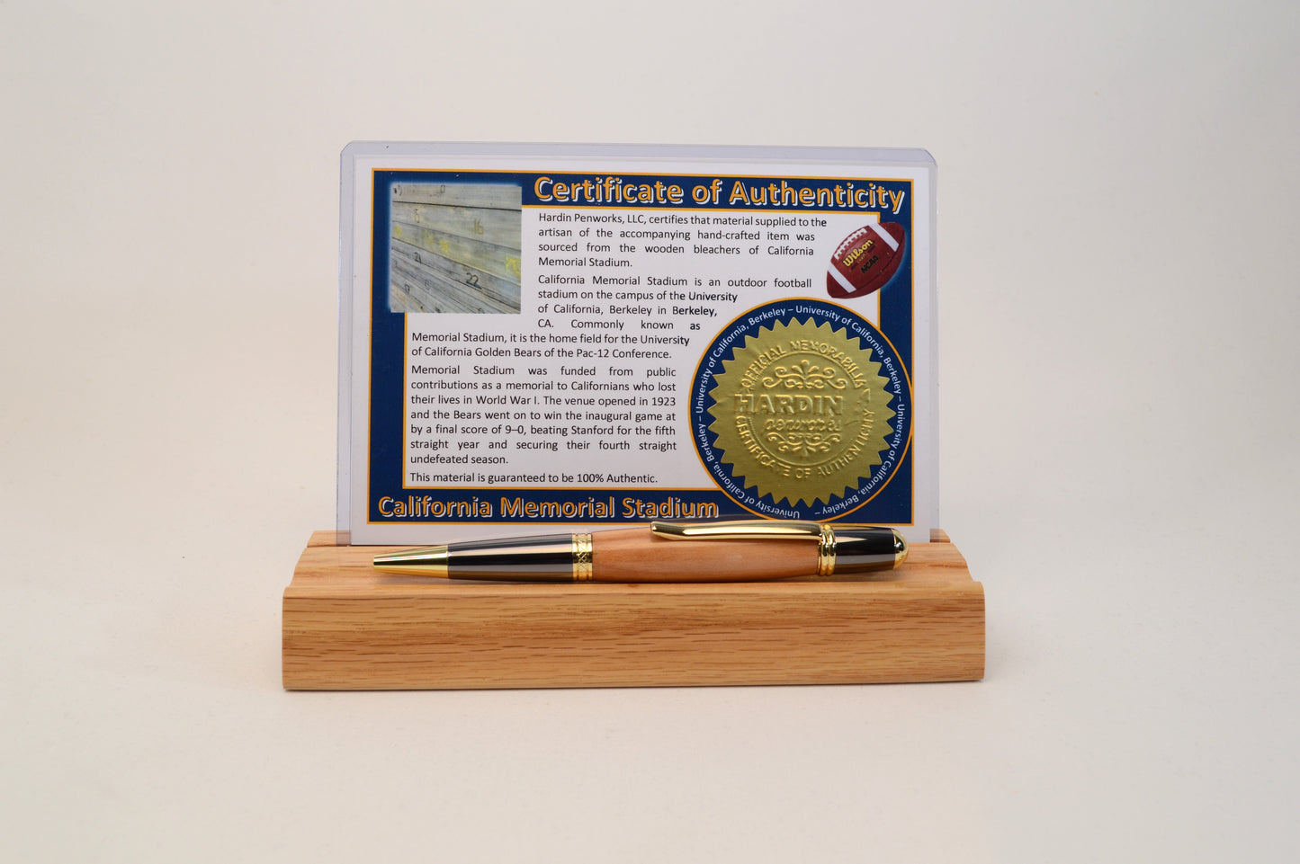 Twist Pen Made From The Wooden Bleachers of California Memorial Stadium - University of California Berkley
