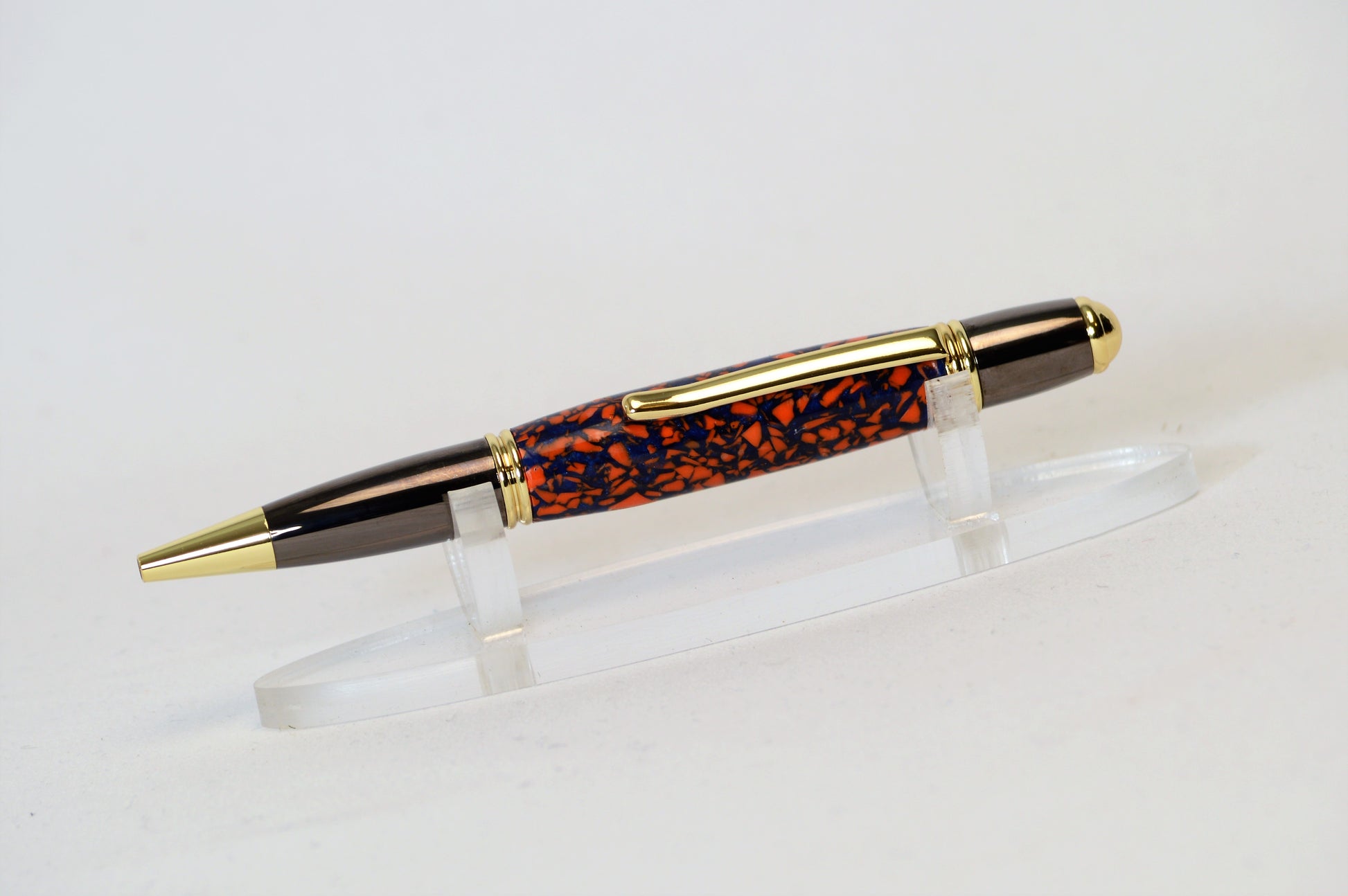 Twist Pen Made From the Plastic Seats of Auburn Arena, Auburn University in Gold and Gunmetal Finish