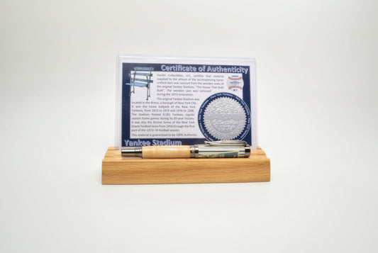 Rollerball Pen made with Wood from a Yankee Stadium Seat and a Babe Ruth Stamp Embedded in Acrylic