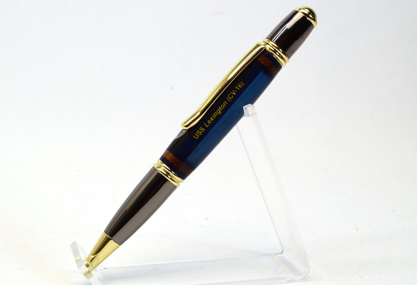 Handcrafted Uss Lexington - CV-61 - Twist Pen in Gold and Gunmetal
