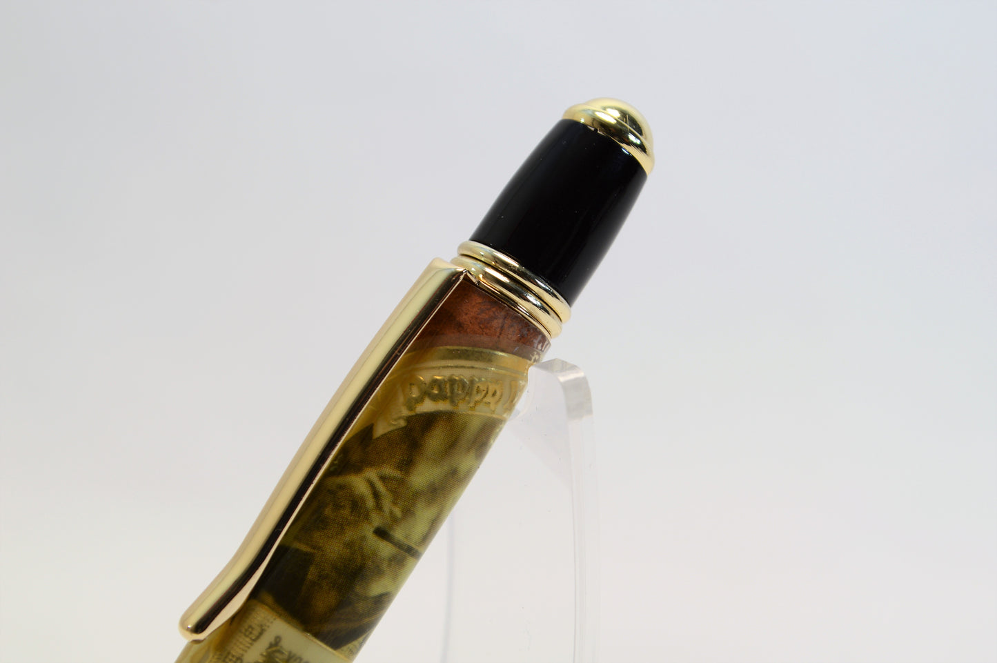 Handcrafted Pappy Van Winkle Barrel Wood and Pappy Van Winkle Cigar Label Twist Pen