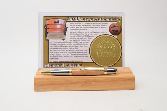 Handcrafted Pen Made From Wooden Stadium Seat of Wake Forest Winston-Salem Memorial Coliseum