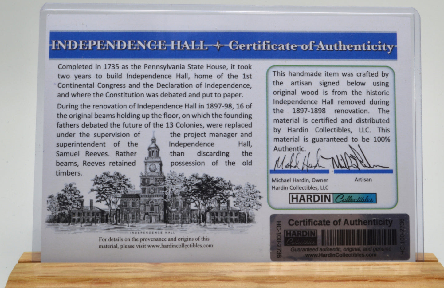 USA 250th Anniversary Label & Independence Hall Wood, Gold & Satin Chrome Finish Twist Pen