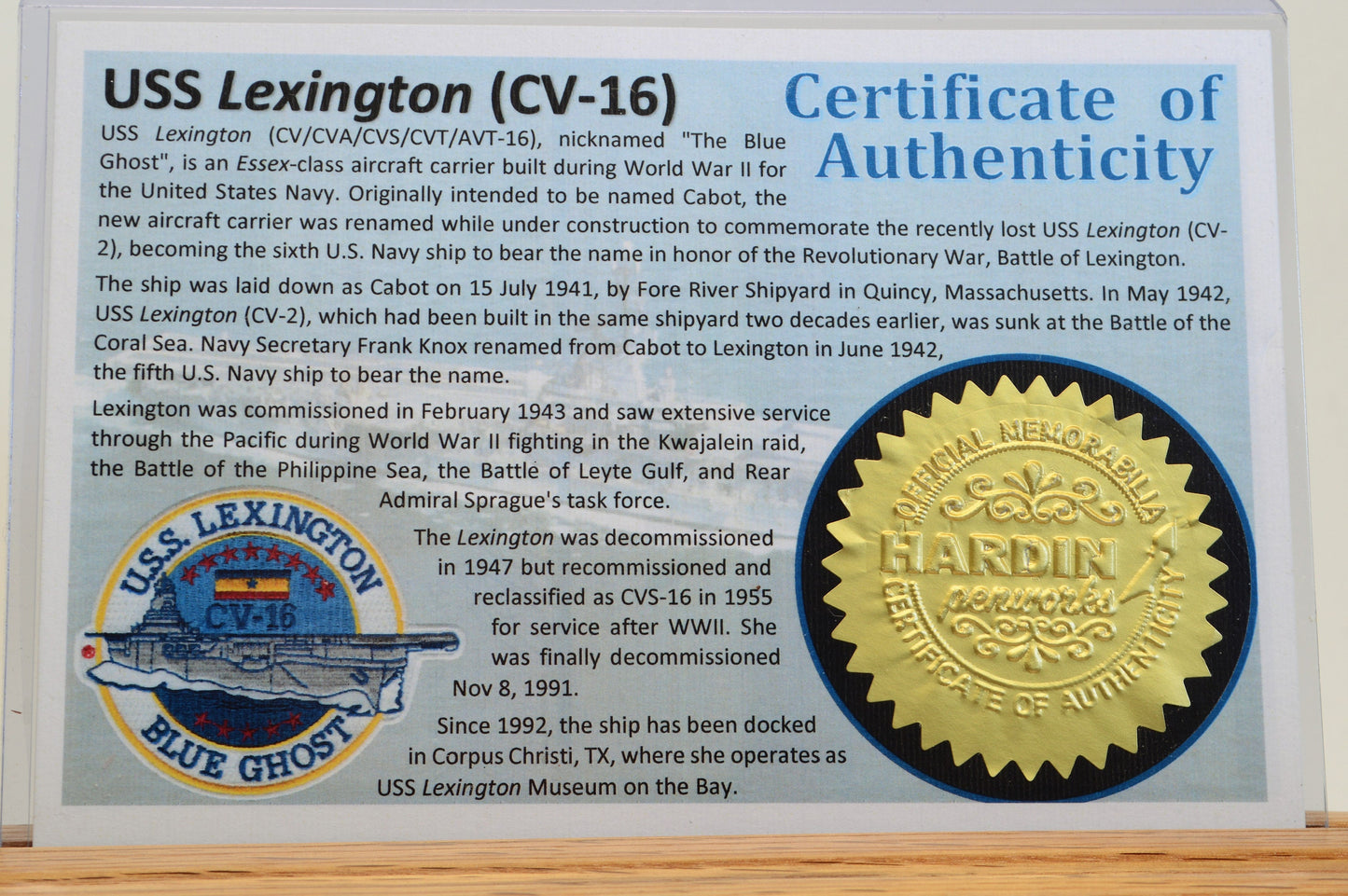 Handcrafted Uss Lexington - CV-61 - Twist Pen in Gold and Gunmetal