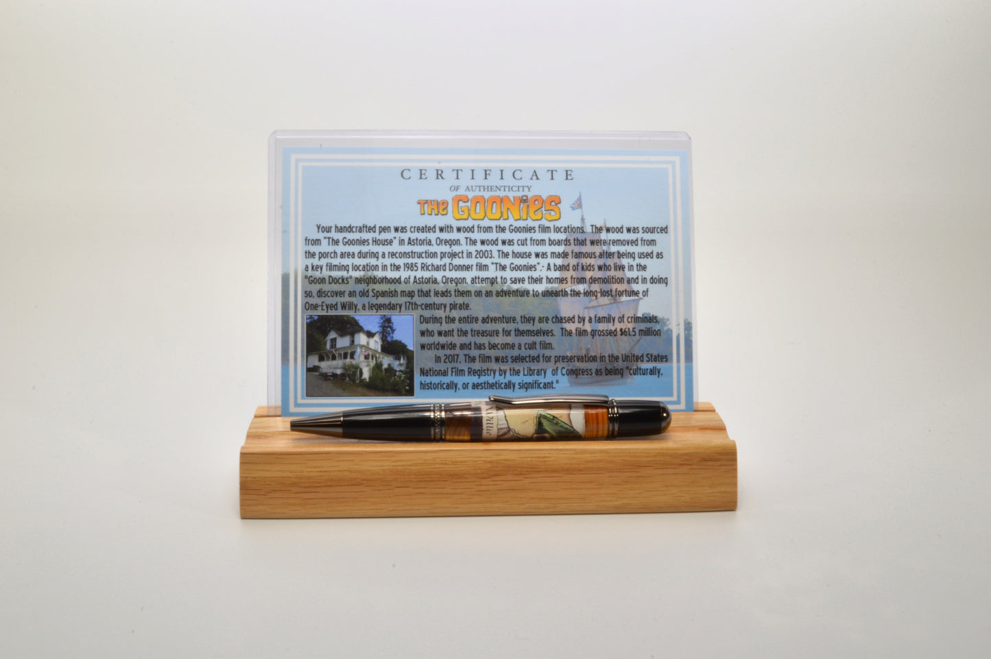 Twist Pen Made With Wood From The Goonies House in Astoria, Oregon