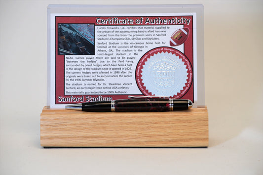 Handcrafted Pen Made From University of Georgia Sanford Stadium Plastic Stadium Seats