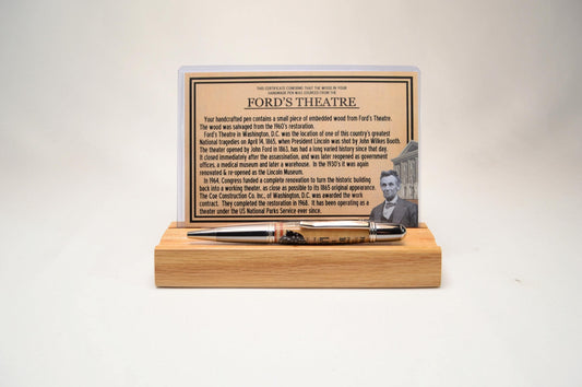Handcrafted President Abraham Lincoln - Ford Theater Twist Pen in Platinum and Black Titanium