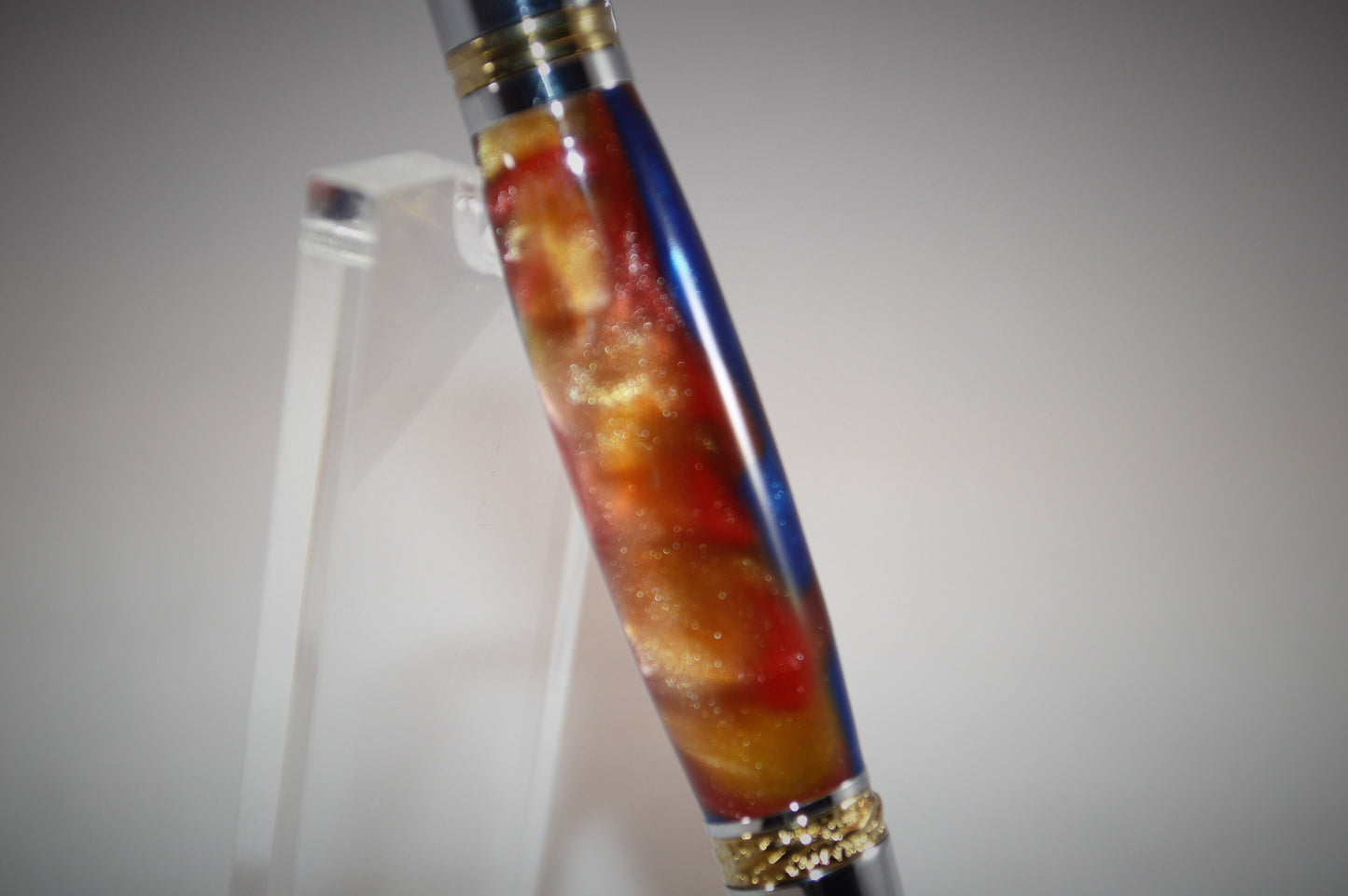Majestic Squire Twist Pen in Gold Titanium and Chrome Finish with Swarovski Crystal Made with Mulitcolored Acrylic