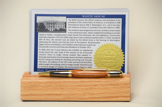 Handcrafted Gold and Black Titanium Twist Pen  From Original White House 1817 Oak Beams