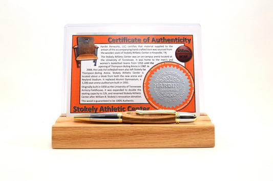 Handcrafted Pen Made From University of Tennessee Stokley Athletic Center Wooden Stadium Seats