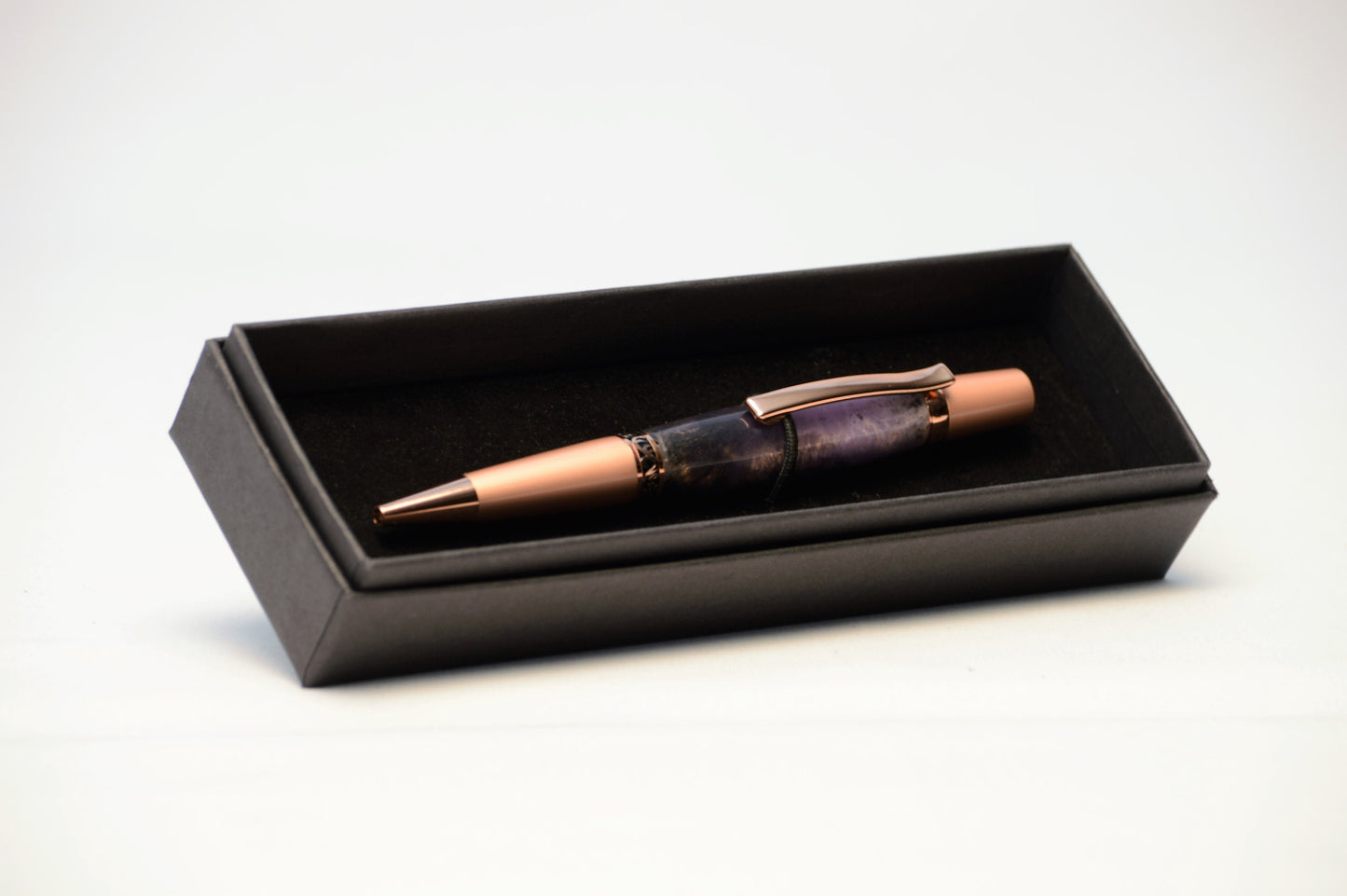 Elegant Twist Pen in Two Tone Copper with Handcrafted Multi Colored Acrylic Body.