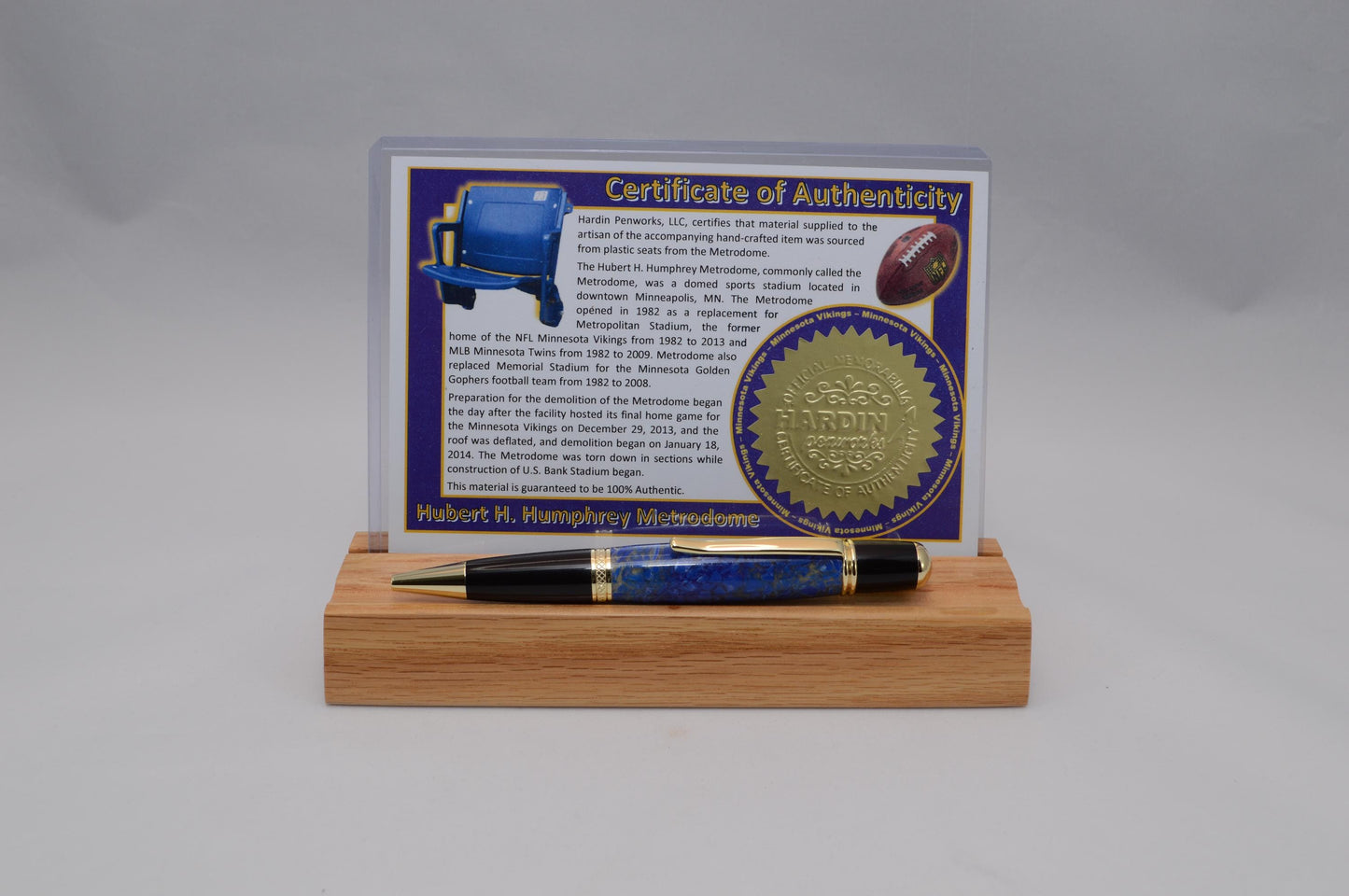 Handcrafted Twist Pen Made From The Plastic Seats of Minnesota Vikings Metrodome Stadium