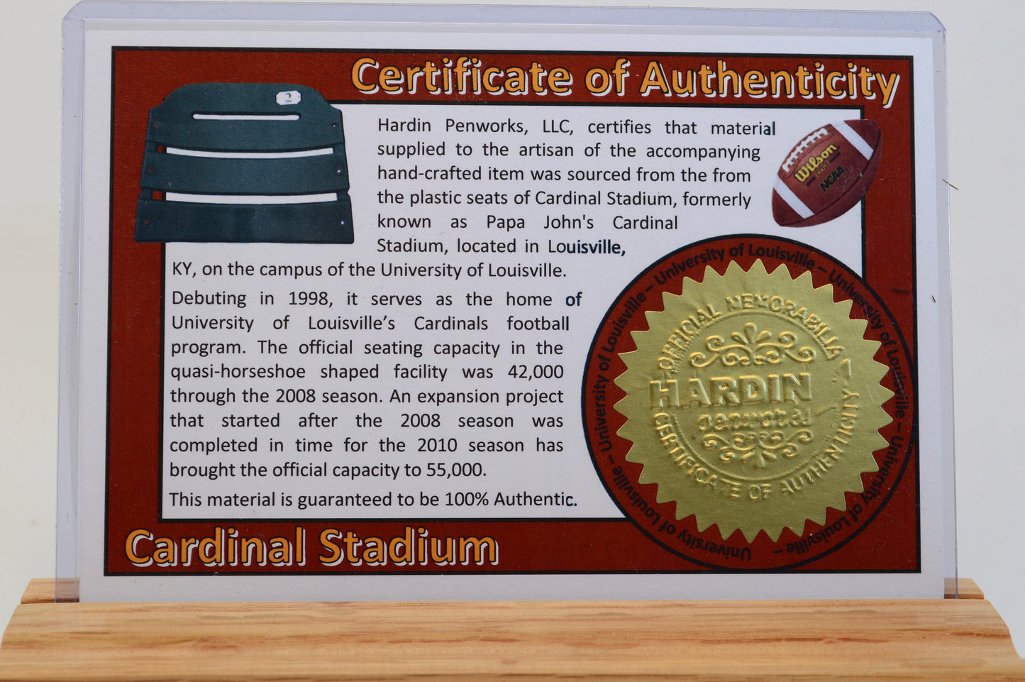Handcrafted Pen Made From University of Louisville Cardinal Stadium Plastic Stadium Seats!