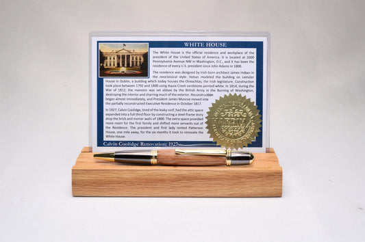 Handcrafted White House Twist Pen Made From The Pine Roof Beams of the White House