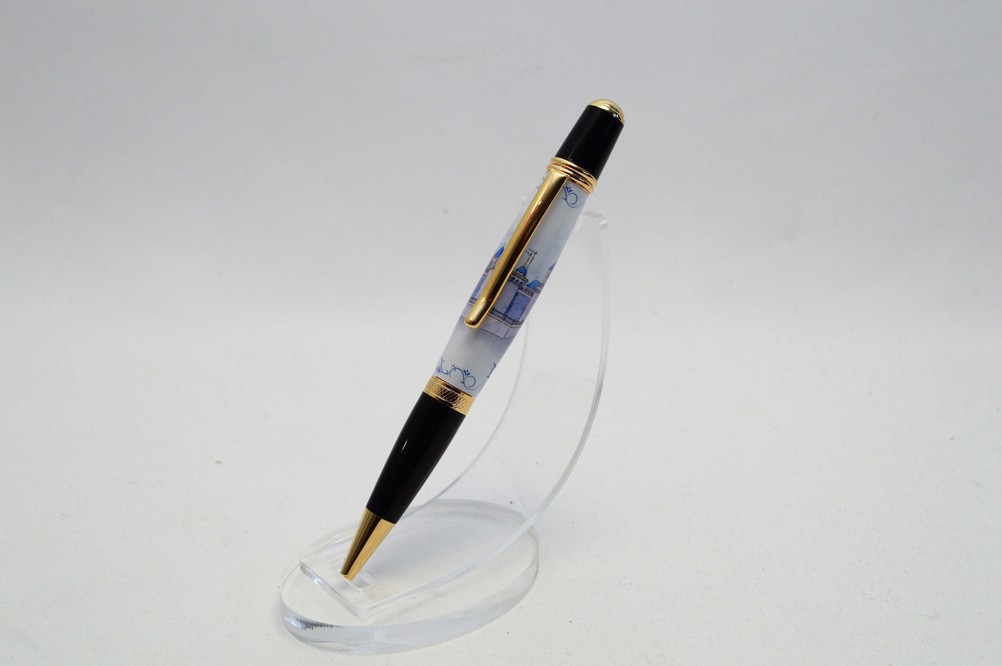 Handcrafted Pen Featuring a Small Piece of Wood From Sleeping Beauty's Castle Roof cast in acrylic