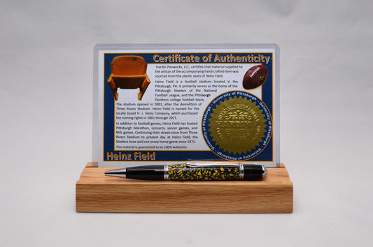 Handcrafted Twist Pen Made From the Plastic Seats of University of Pittsburg Heinz Field