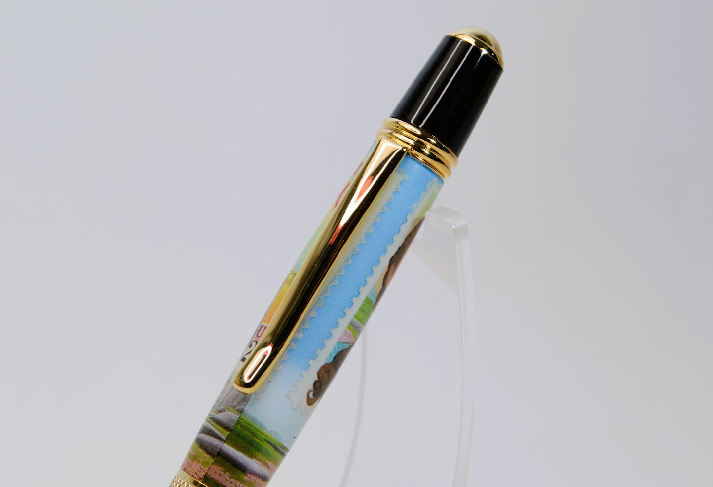 Handcrafted Pen Featuring a Wizard of Oz US Postage Stamp and Actual Yellow Brick Road Brick Fragment