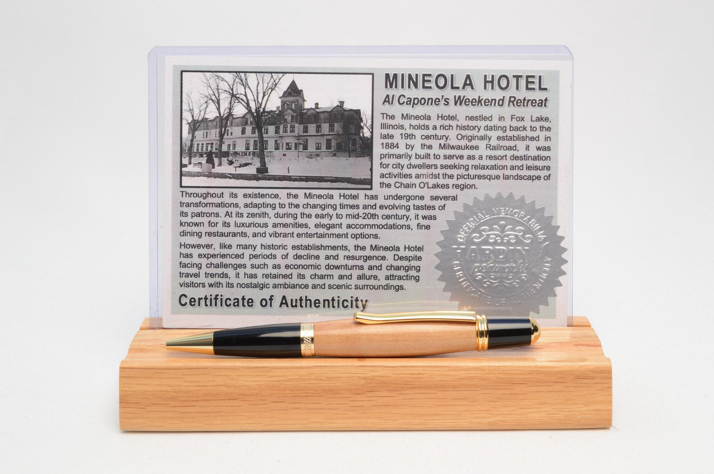 Handcrafted Twist Pen Made of Wood From the Mineola Hotel - Al Capone's Weekend Retreat
