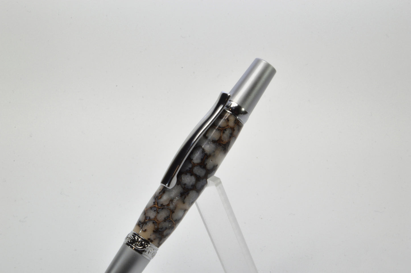 Unique Classic Twist Pen in Chrome and Satin Chrome with Handcrafted Acrylic and Sweet Gum Ball Body.