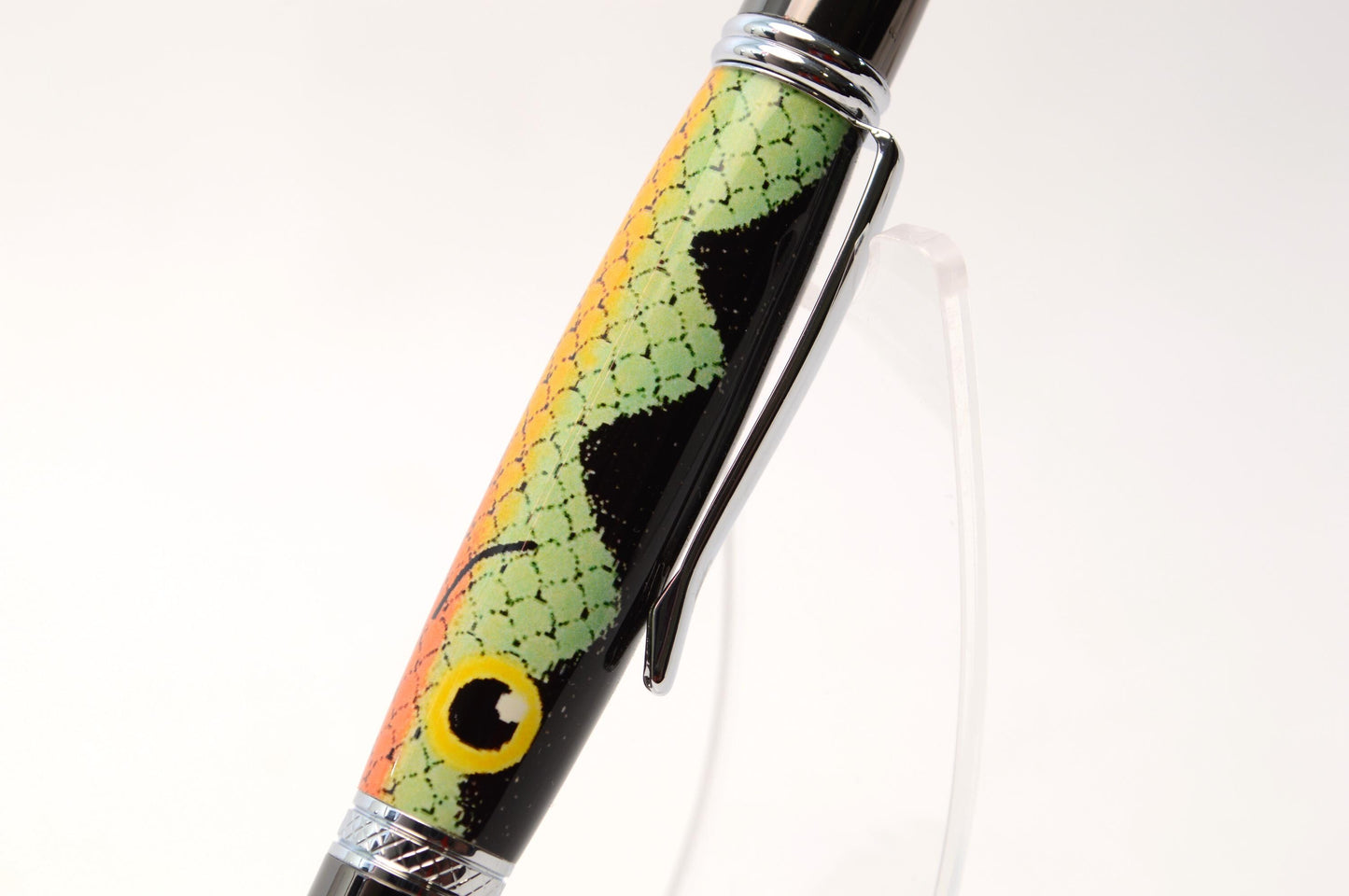 Handcrafted Fishing Lure Twist Pen in Gun Metal and Chrome Finish - Unique Fisherman Gift
