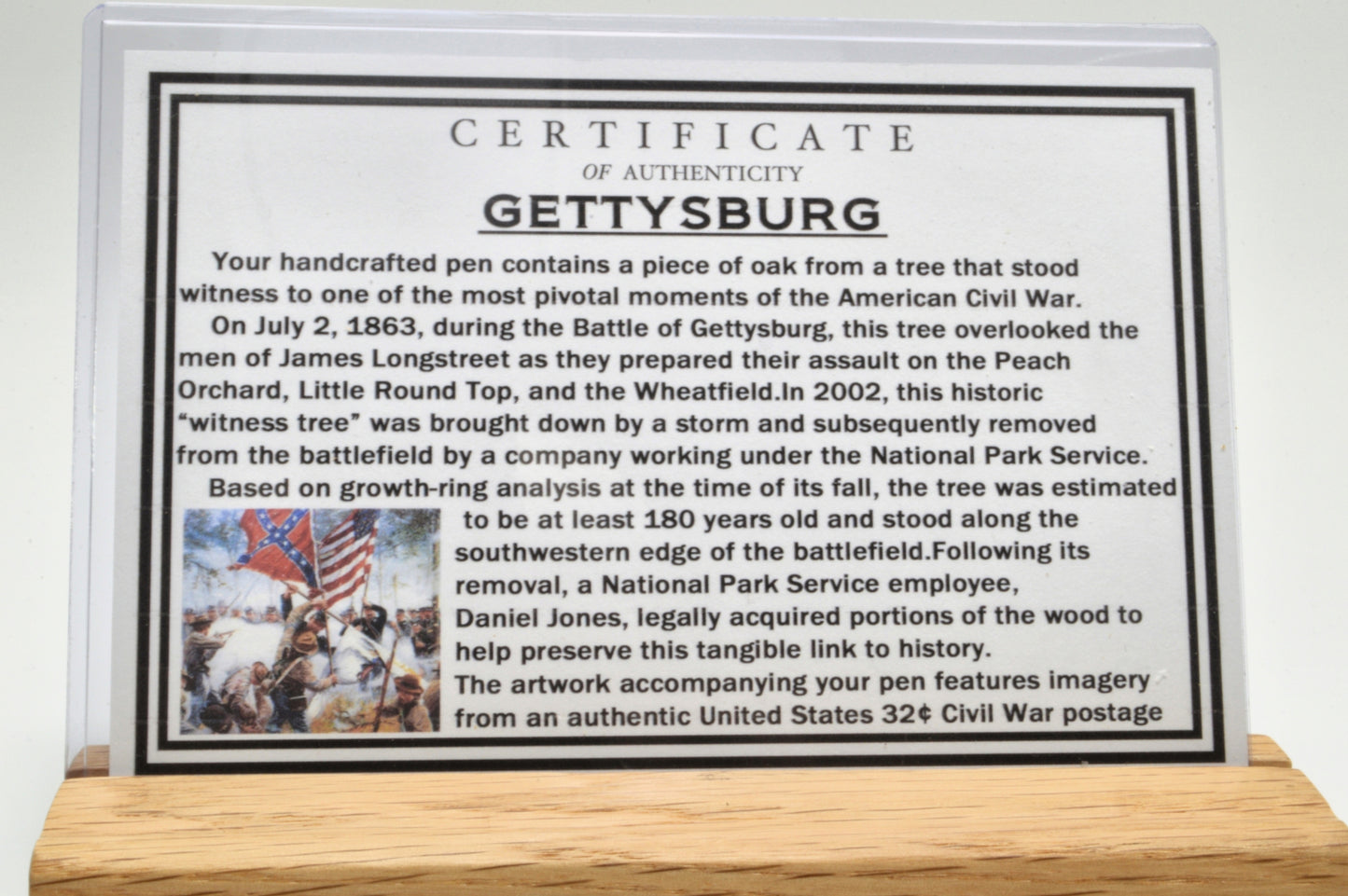 Handcrafted Gettysburg Twist Pen Made With a General Lee U.S. Stamp and Witness Wood in Gold and Black Chrome Finish