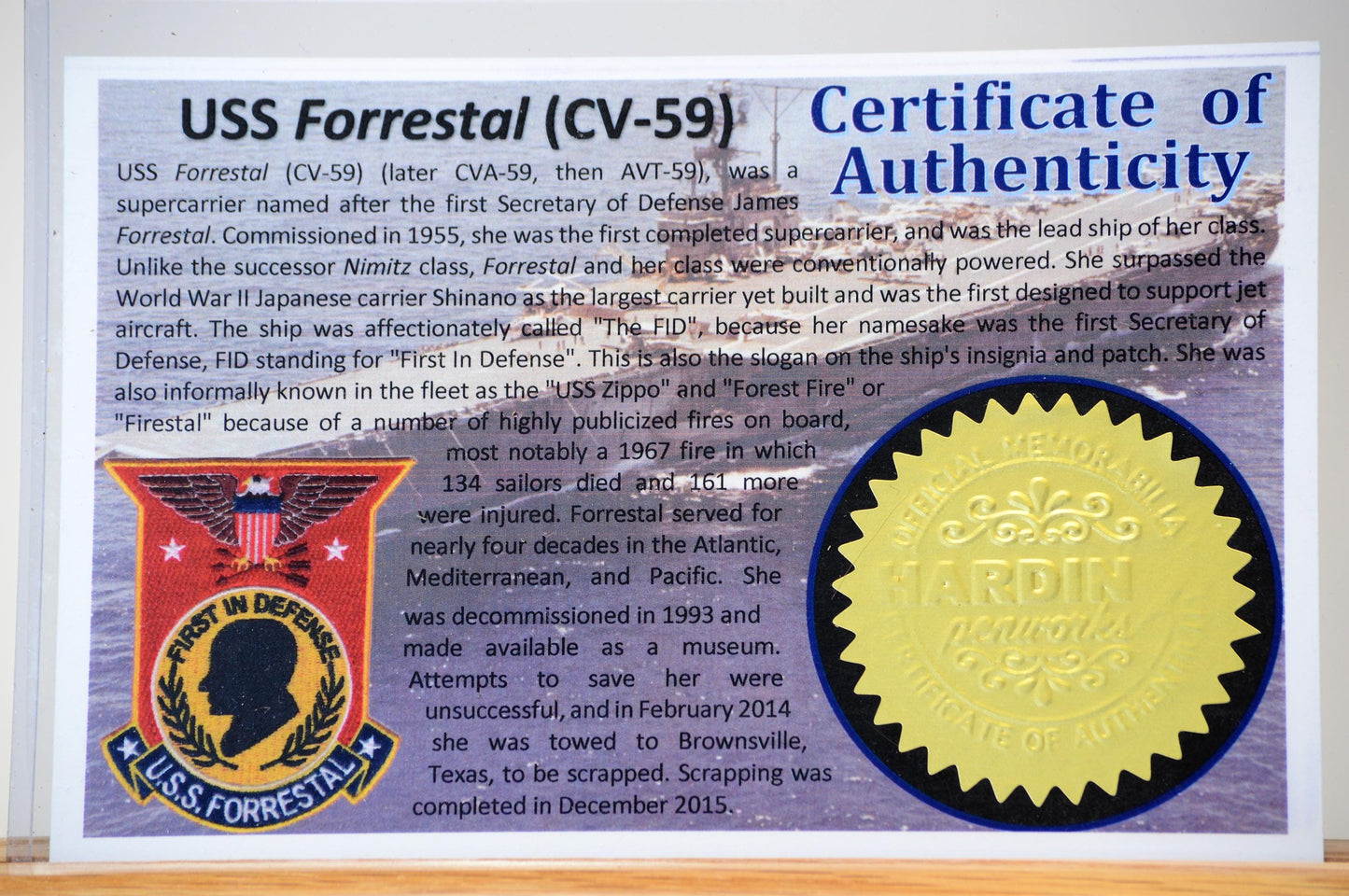 Handcrafted Twist Pen Made From Cast Acrylic and Wood From the Aircraft Carrier USS Forrestal