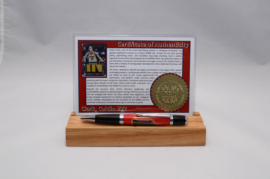 Handcrafted Unique Twist Pen Featuring a Small Swatch from Caitlin Clark Indiana Fever Game Worn Jersey, Cast in Acrylic